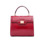 Leather signature Morgan bag, red croc, front view