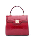 Leather signature Morgan bag, red croc, front view