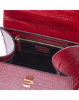 Leather signature Morgan bag, red croc, inside view