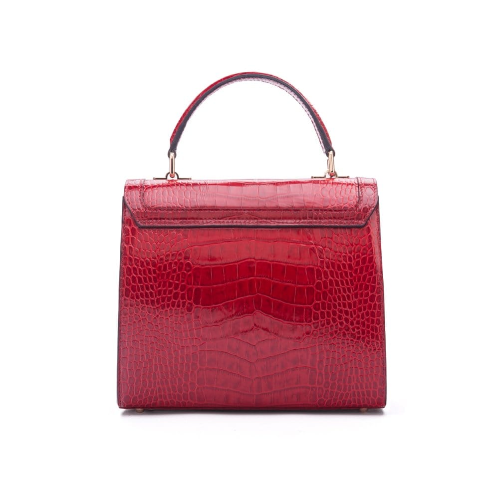Leather signature Morgan bag, red croc, back view