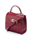 Leather signature Morgan bag, red croc, side view