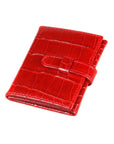 Mini leather trifold photo frame, red croc, 60 x 40mm, front