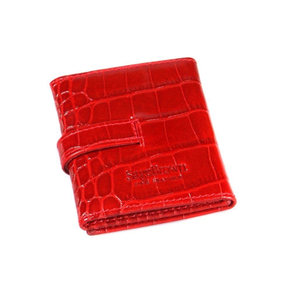 Mini leather trifold photo frame, red croc, 60 x 40mm, back