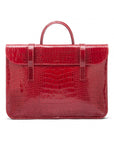 Leather music bag, red croc, front