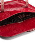 Leather music bag, red croc, inside