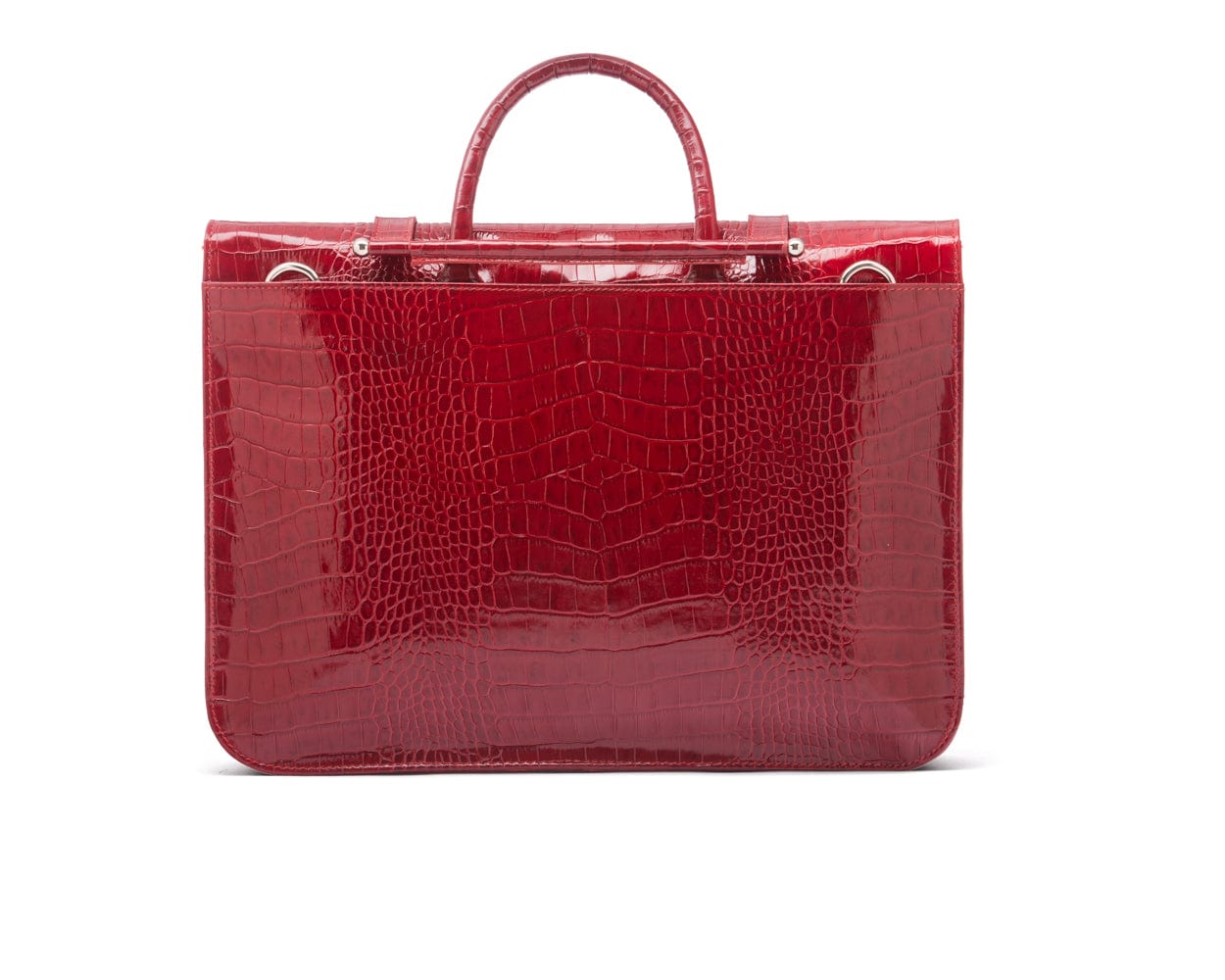 Leather music bag, red croc, back