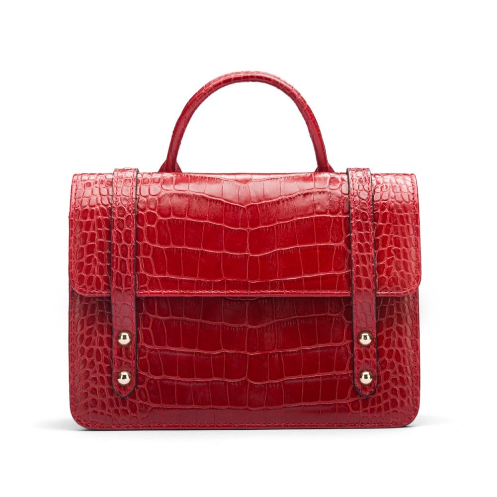 Mini top handle Harmony music bag, red croc, front view