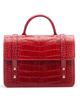 Mini top handle Harmony music bag, red croc, front view