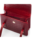 Mini top handle Harmony music bag, red croc, inside view