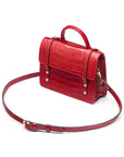 Mini top handle Harmony music bag, red croc, side view