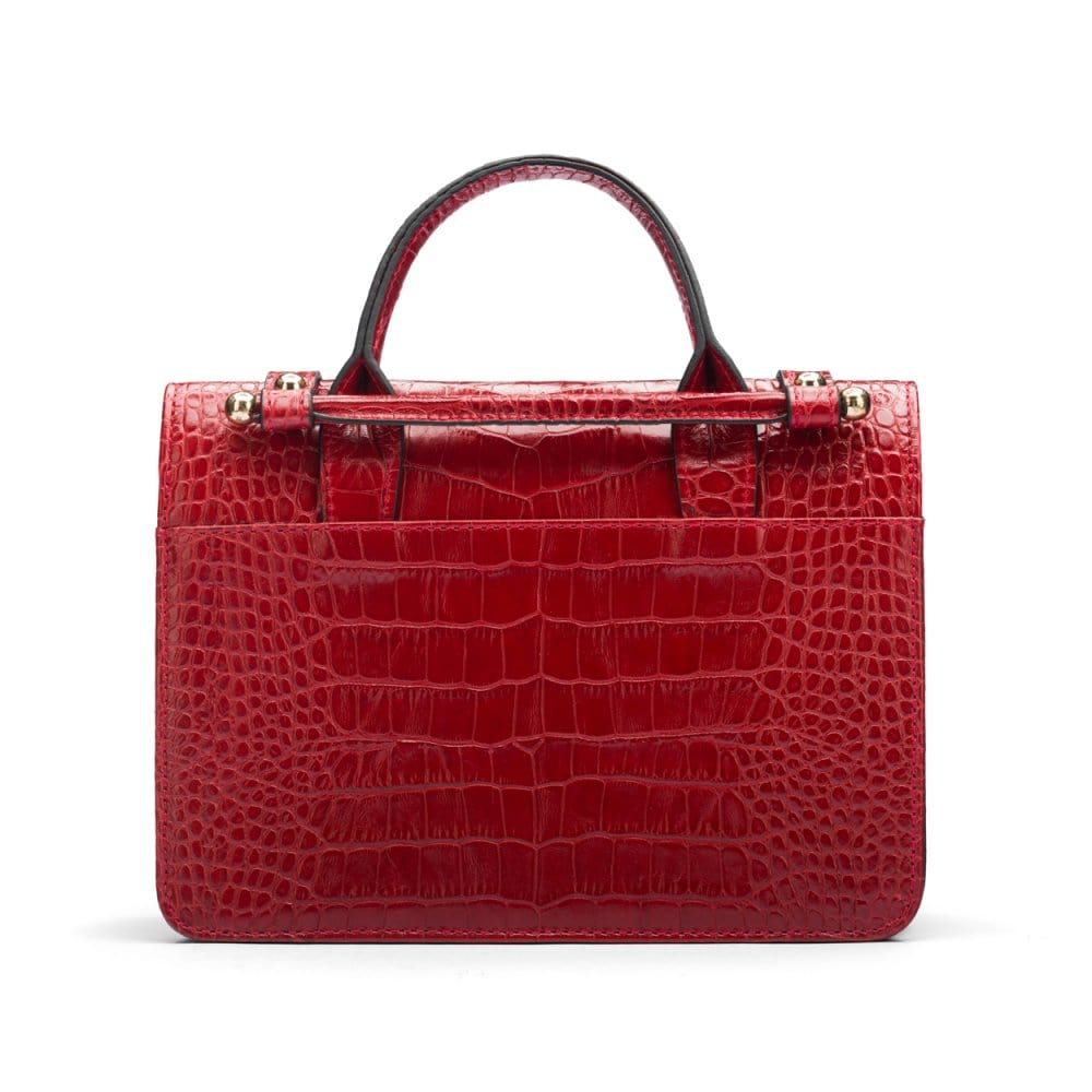 Mini top handle Harmony music bag, red croc, back view