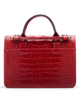 Mini top handle Harmony music bag, red croc, back view