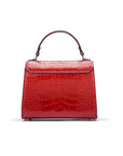 Mini Burnett small top handle bag, red croc, back view