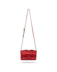 Compact crossbody bag, red croc, shoulder strap