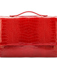 Small leather briefcase, red croc, front