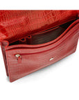 Small leather briefcase, red croc, inside