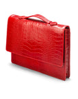 Small leather briefcase, red croc, side