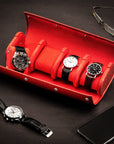 Quadruple watch roll. red croc, lifestyle