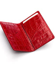 Leather card holder with RFID protection, red croc, interior