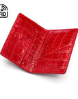 Leather card holder with RFID protection, red croc, inside