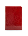 Simple leather document folder, red croc, front