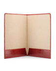 Simple leather document folder, red croc, open