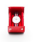 Single watch roll, red croc, inside