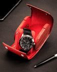 Single watch roll, red croc, lifestyle