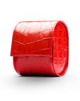 Single watch roll, red croc, front