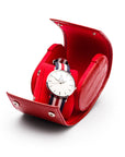 Single watch roll, red croc, with detachable pad