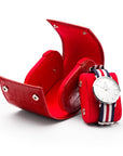 Single watch roll, red croc