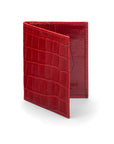 RFID leather credit card holder, red croc, front