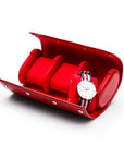 Triple watch roll, red croc, interior