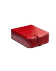 Leather accessory box, red croc, front