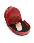 Leather horseshoe coin purse, red croc, open