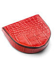 Leather horseshoe coin purse, red croc, base