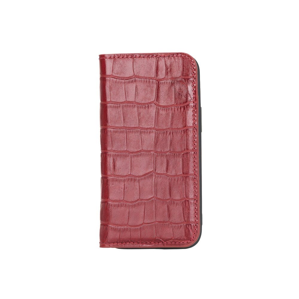 Red Croc With Black Leather iPhone 12 Mini Wallet Case 