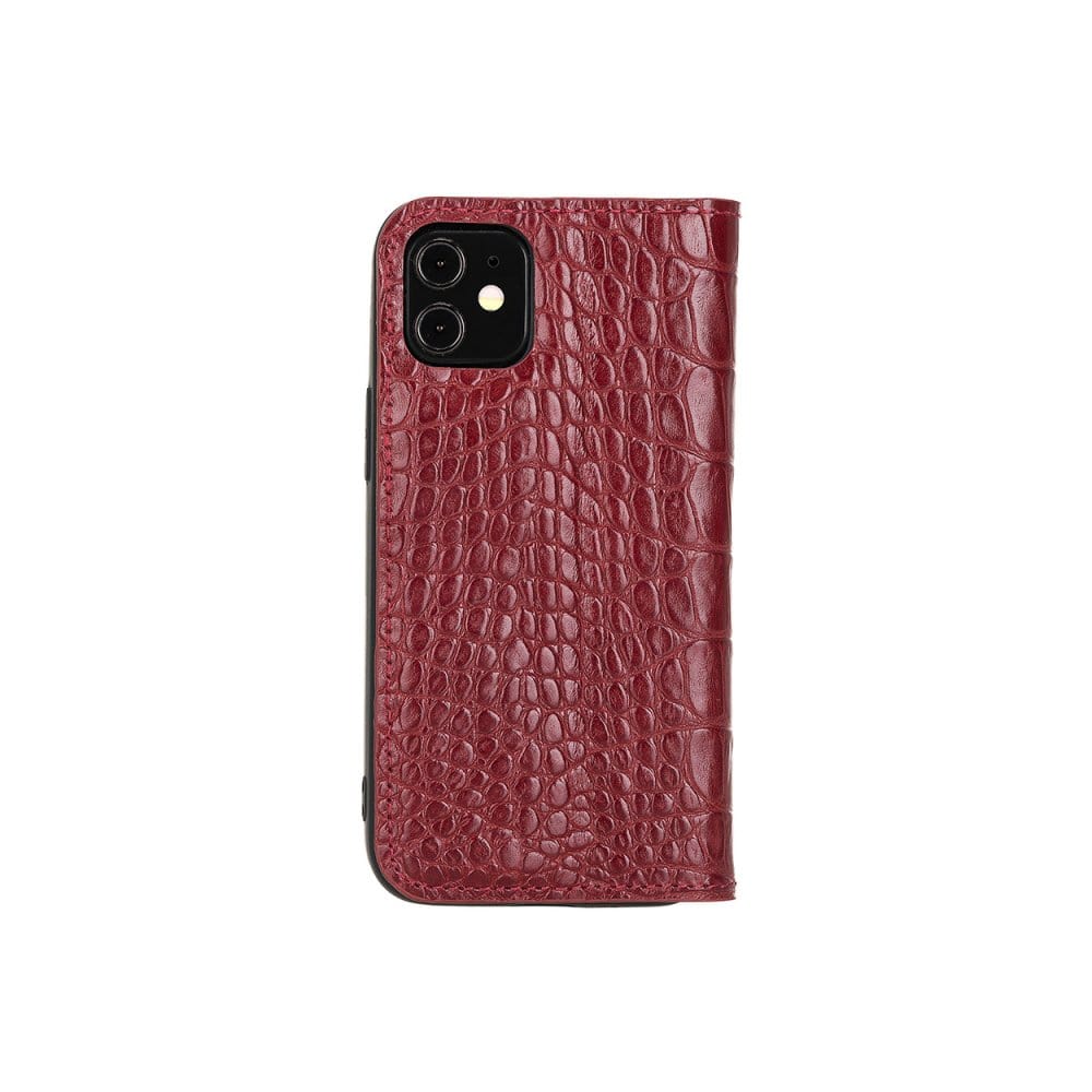 Red Croc With Black Leather iPhone 12 Mini Wallet Case 