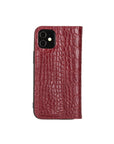 Red Croc With Black Leather iPhone 12 Mini Wallet Case 