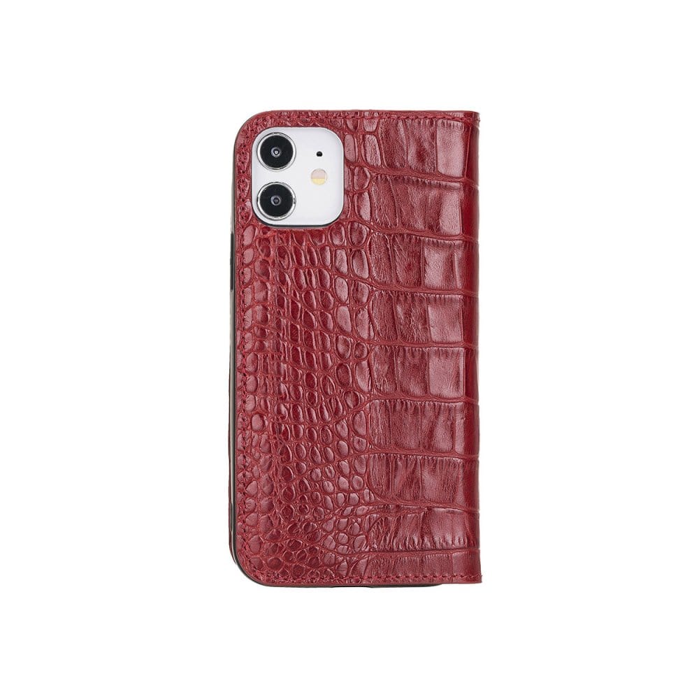 Red Croc With Black Leather iPhone 12 Or 12 Pro Wallet Case