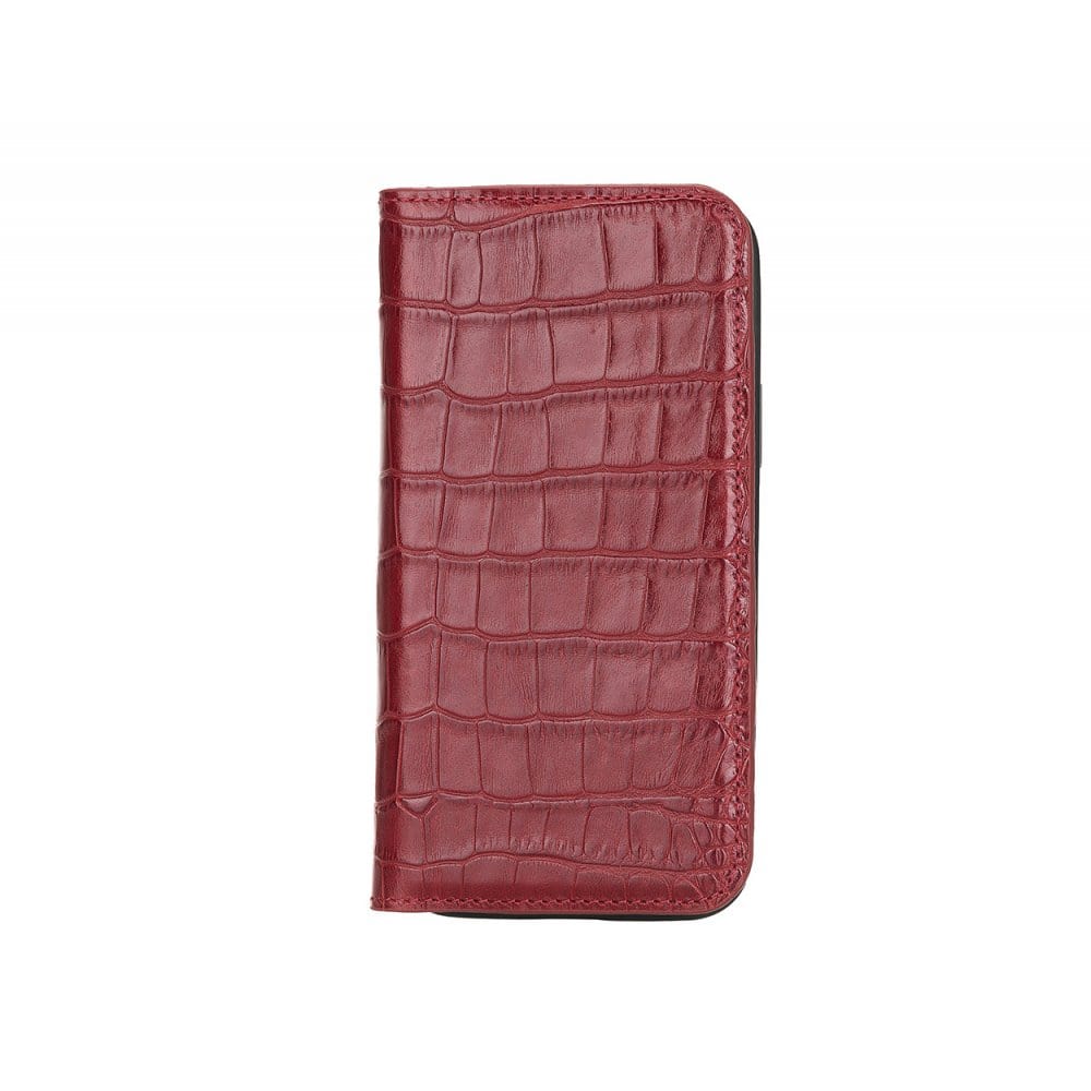 Red Croc With Black Leather iPhone 12 Or 12 Pro Wallet Case