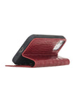 Red Croc With Black Leather iPhone 12 Or 12 Pro Wallet Case