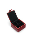 Leather jewellery box, red croc, inside