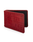 Leather Oyster card holder, red croc, front