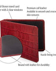 Leather Oyster card holder, red croc, features