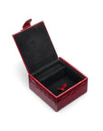 Compact leather jewellery box, red croc, inside