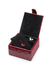 Compact leather jewellery box, red croc, open