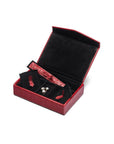 Luxury leather jewellery box, red croc, open