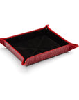 Leather valet tray, red croc with black