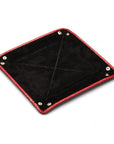 Leather valet tray, red croc with black, flat